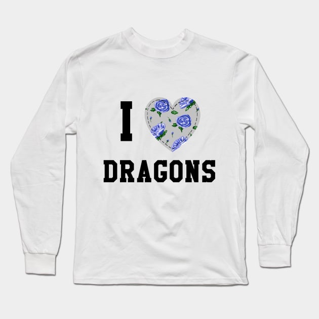 I heart Dragons (black ink) Long Sleeve T-Shirt by themanyartsofknight